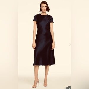 Toccin Luciana Short Sleeve Bias Silky Satin Slip Dress, size XS, NWT